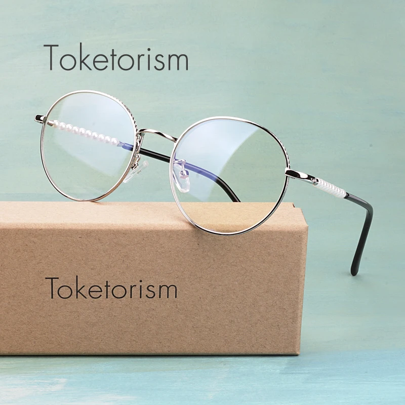 Toketorism pearl eyeglasses round silver glasses metal frame anti blue light lenses vintage women eyewear 680
Toketorism pearl eyeglasses round silver glasses metal frame anti blue light lenses vintage women eyewear 680
