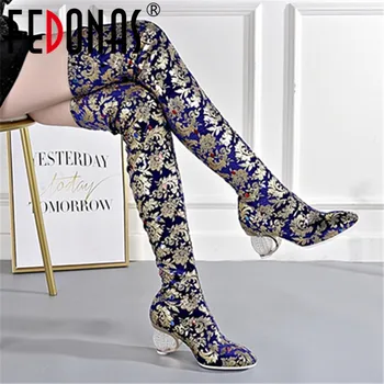 FEDONAS Autumn Winter Vintage Prints Women Over The Knee Boots Slip On Long Boots Strange Heels Party Shoes Woman Riding Boots
FEDONAS Autumn Winter Vintage Prints Women Over The Knee Boots Slip On Long Boots Strange Heels Party Shoes Woman Riding Boots
