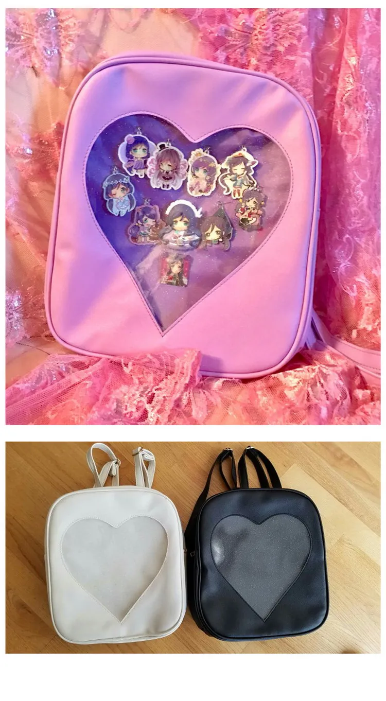 2017 Summer Candy Transparent Love Heart Shape Backpacks Harajuku School Backpack Shoulder Bags For Teenager Girls Book Bag 21