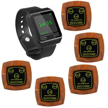 SINGCALL Wireless KTV Hospital Service Paging Calling System 5 Multi-Button Pagers and 1 Watch Receiver for Restaurant
SINGCALL Wireless KTV Hospital Service Paging Calling System 5 Multi-Button Pagers and 1 Watch Receiver for Restaurant