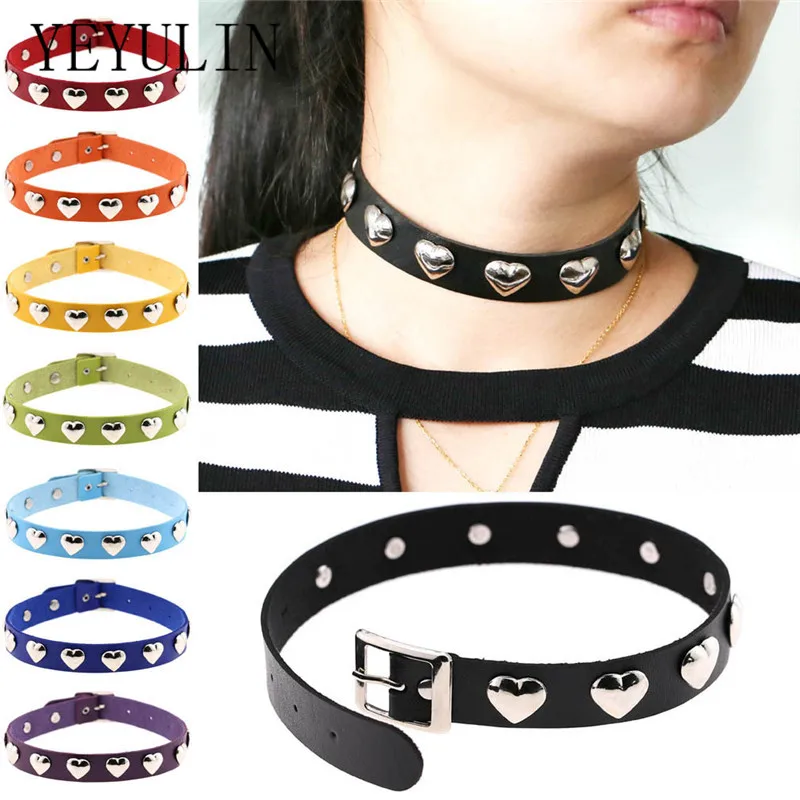 Trendy Punk style Sexy Gothic PU Leather Lover Heart Buckle Choker Necklace For Female Rivet Choker Collar Jewelry
Trendy Punk style Sexy Gothic PU Leather Lover Heart Buckle Choker Necklace For Female Rivet Choker Collar Jewelry