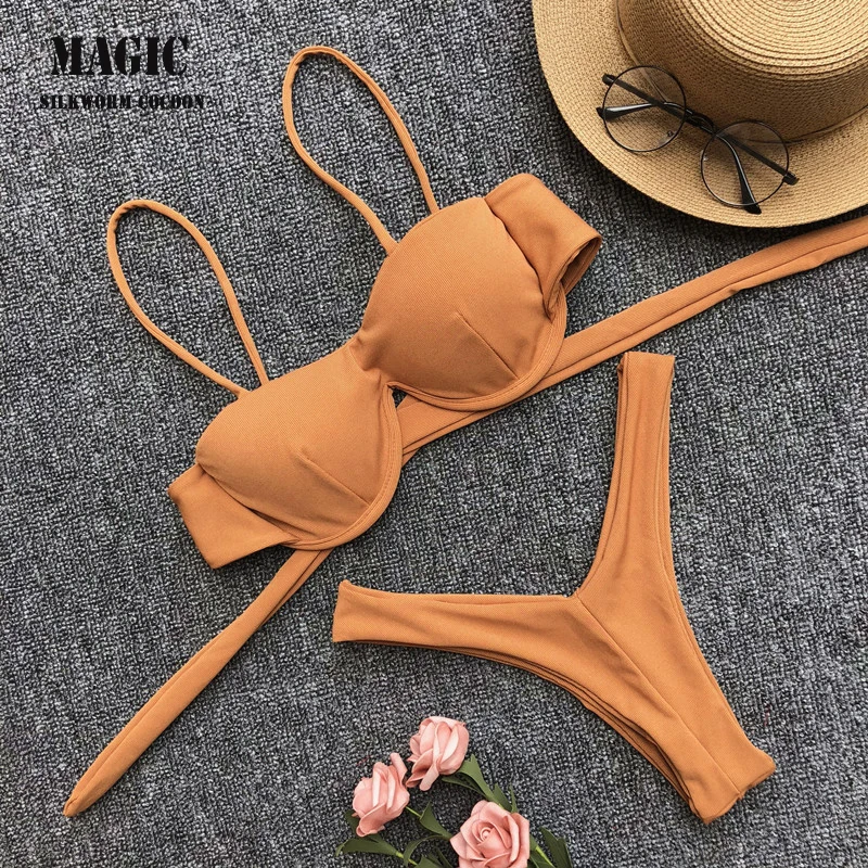 Adjustable Strap Bikini Set New High Cut Thong Swimsuit Solid Orange Swimwear Women Brazilian Biquini Swimming Suit Underwire
Adjustable Strap Bikini Set New High Cut Thong Swimsuit Solid Orange Swimwear Women Brazilian Biquini Swimming Suit Underwire
