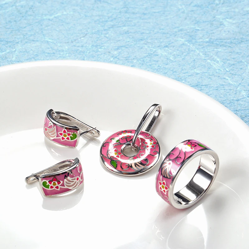 Wholesale Flower Enamel Silver Stud Earrings Pendant Ring Jewelry Sets Women 925 Silver Jewelry Set Wedding Engagement Jewelry
Wholesale Flower Enamel Silver Stud Earrings Pendant Ring Jewelry Sets Women 925 Silver Jewelry Set Wedding Engagement Jewelry
