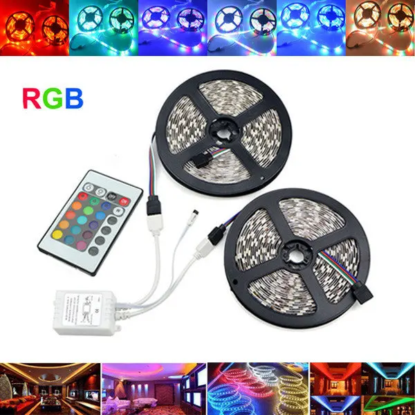 10M LED Strip 3528 RGB Flexible Light Non Waterproof DC 12V 600LEDs(300LEDs/roll*2roll) with 24 Keys IR Remote Controller Kit
10M LED Strip 3528 RGB Flexible Light Non Waterproof DC 12V 600LEDs(300LEDs/roll*2roll) with 24 Keys IR Remote Controller Kit