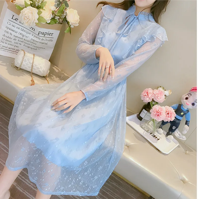2019 Autumn Women Long Sleeve Lace Dresses Woman Korean Long Sleeve Ruffles Dresses Lady Long Lace Dress Tulle Dress
2019 Autumn Women Long Sleeve Lace Dresses Woman Korean Long Sleeve Ruffles Dresses Lady Long Lace Dress Tulle Dress