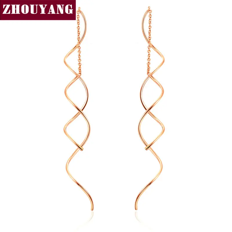 ZHOUYANG Ear Line For Women Simple Spiral Earrings Rose Gold Color Fashion Jewelry Brithday Friendship Gift ZYE243 ZYE319
ZHOUYANG Ear Line For Women Simple Spiral Earrings Rose Gold Color Fashion Jewelry Brithday Friendship Gift ZYE243 ZYE319