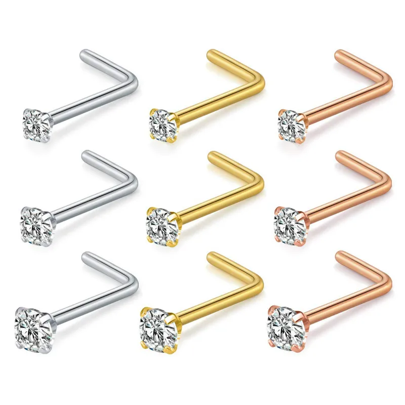 JFORYOU Nose Rings Studs 18G L Shape Nose Stud Stainless Steel Nose Piercing Studs 1.5mm 2mm 2.5mm
JFORYOU Nose Rings Studs 18G L Shape Nose Stud Stainless Steel Nose Piercing Studs 1.5mm 2mm 2.5mm