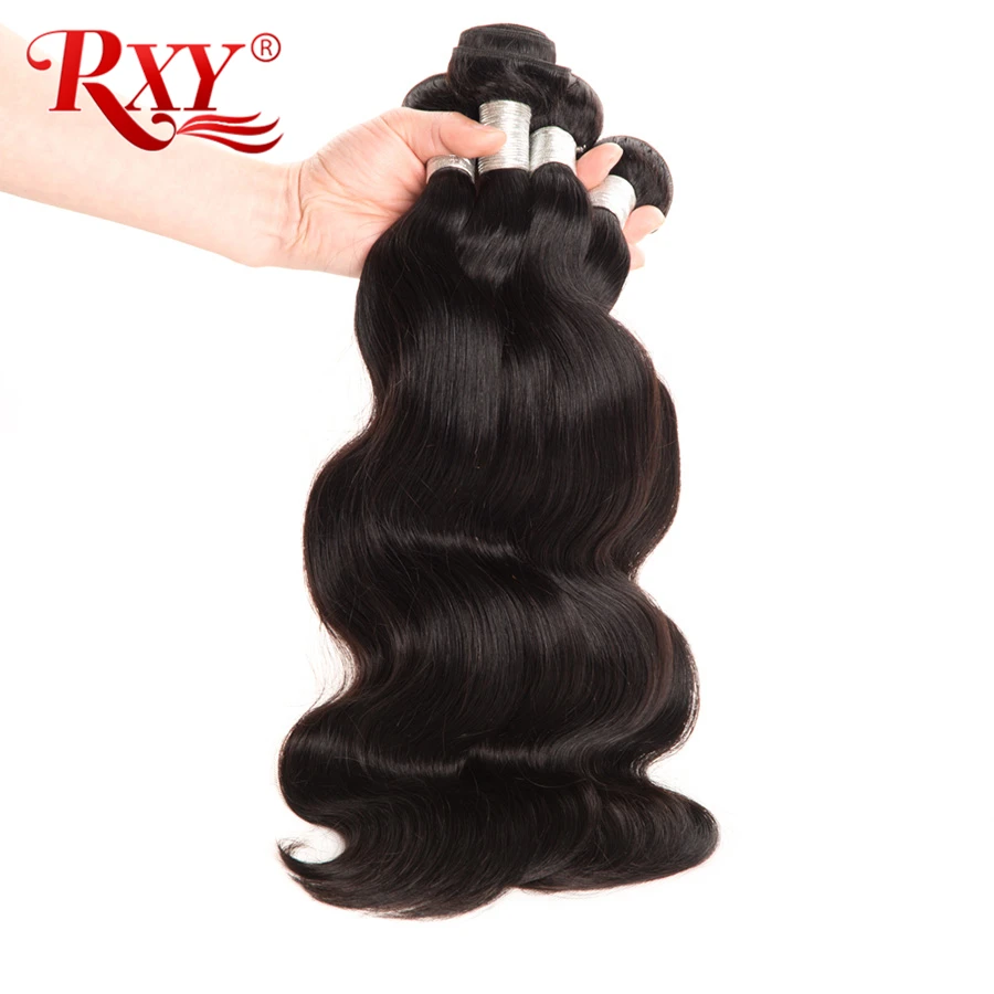 RXY индийские волосы пучки волнистых волос 100% Remy человеческие переплетения 10 ''