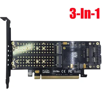 3 In 1 PCI-E 3.0 X16 to NGFF M.2 NVMe AHCI SSD Adapter Card For M Key B Key mSATA Solid State Drive With Dual SATA III Interface
3 In 1 PCI-E 3.0 X16 to NGFF M.2 NVMe AHCI SSD Adapter Card For M Key B Key mSATA Solid State Drive With Dual SATA III Interface