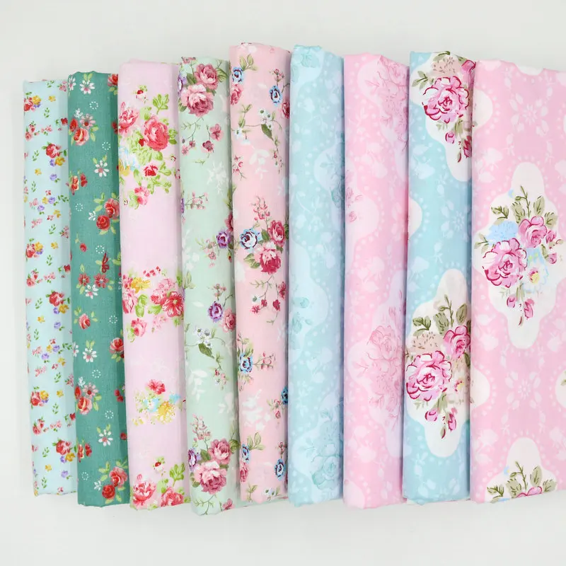 Floral Cotton Fabric for Patchwork Sewing 20x25cm/40x50cm Blue/Green/Pink