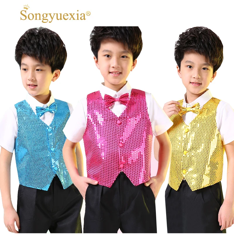 Songyuexia Children Shining Clothes Boys Choir Students Performance Costumes Kids Hip-hop Jazz Dance Sequined Vest Stage Dance
Songyuexia Children Shining Clothes Boys Choir Students Performance Costumes Kids Hip-hop Jazz Dance Sequined Vest Stage Dance