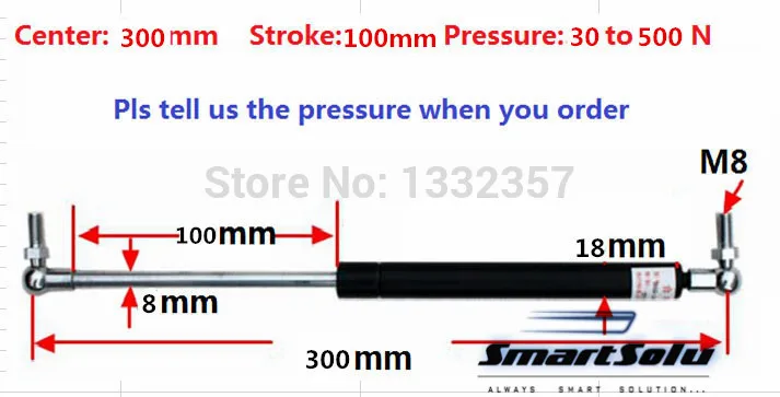 Free shipping 30 to 500N force 300mm central distance, 100 mm stroke, pneumatic Auto Gas Spring, Lift Prop Gas Spring Damper
Free shipping 30 to 500N force 300mm central distance, 100 mm stroke, pneumatic Auto Gas Spring, Lift Prop Gas Spring Damper
