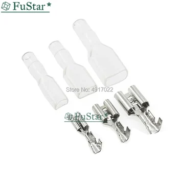 

100Sets(200pcs) Female Spade Connector 2.8 / 4.8 /6.3 Crimp Terminal with Insulating Sleeves For Terminals 22-16AWG 6.3mm 2.8mm