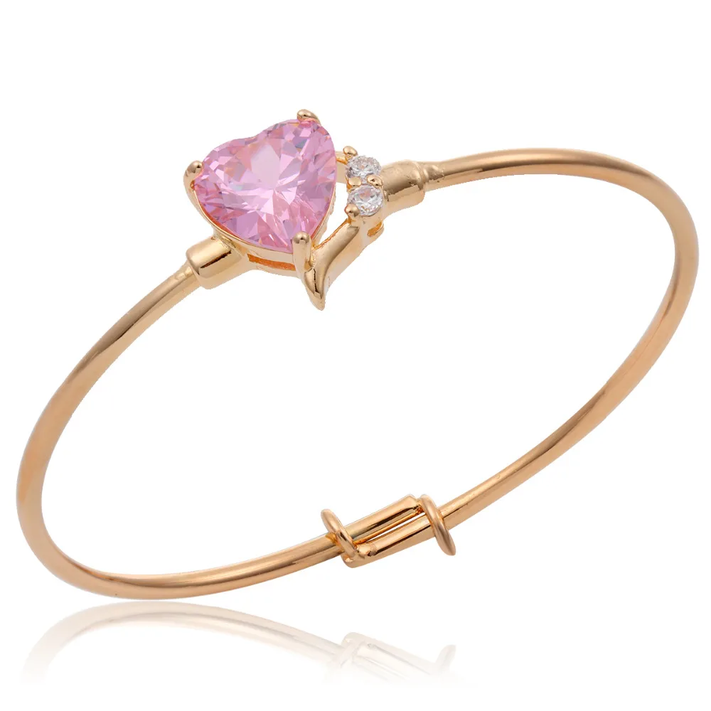 Cute Yellow Gold Color Love Peach Heart Pink CZ Bangles Bracelets For Baby Toddler Kids Girls Jewelry adjustable pulseiras
Cute Yellow Gold Color Love Peach Heart Pink CZ Bangles Bracelets For Baby Toddler Kids Girls Jewelry adjustable pulseiras