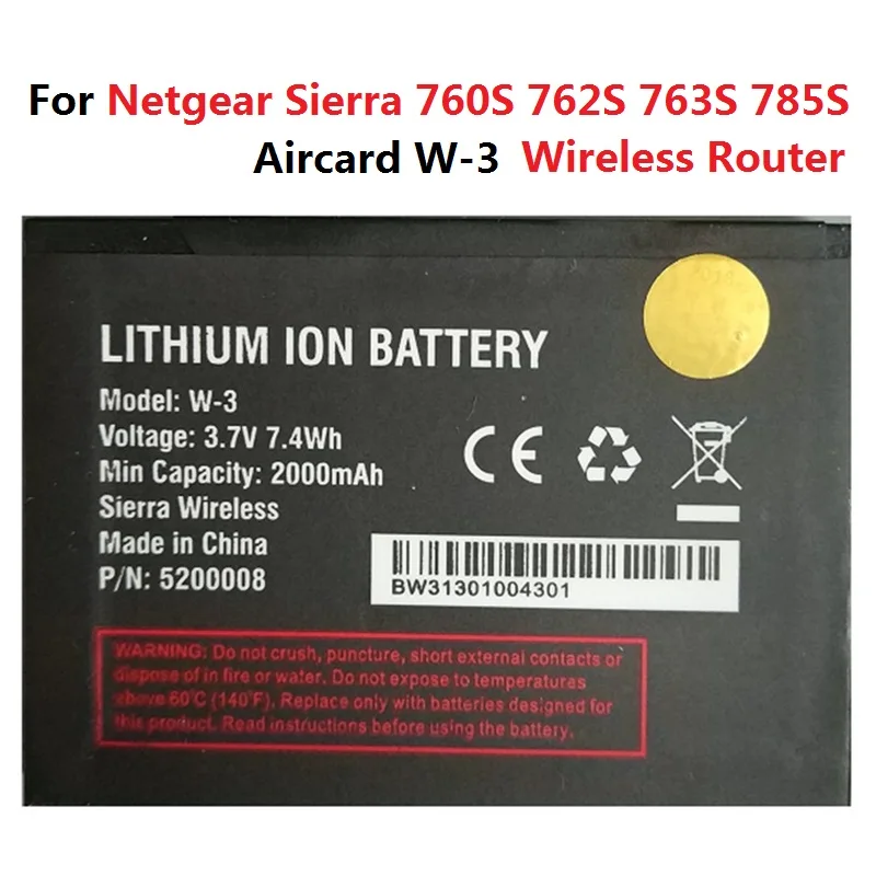 Фото 3.7V 2000mAh W-3 Battery W3 for Netgear Sierra 760S 762S 763S 785S Wireless Router Li-Ion Lithium Ion Accumulator Rechargeable |