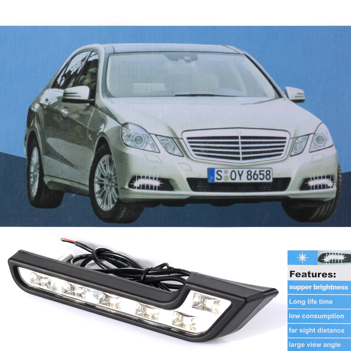 2x Car Daytime Running DRL Bright Driving Day Light Head Lamp 6 LED white car styling MA140+
