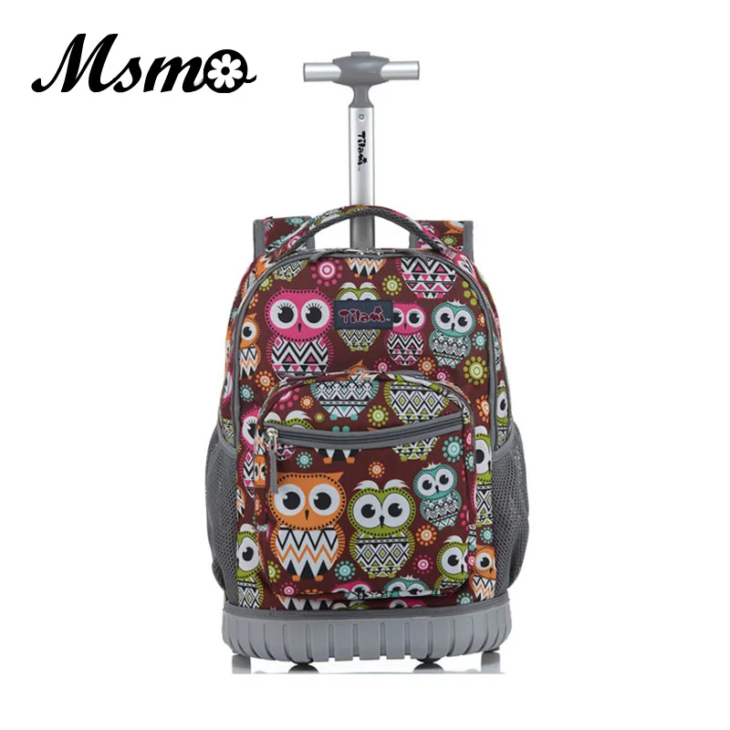 Image ARTMOMO Luggage 18 Inch Rolling Backpack Wheeled Book Bag Kids Children Trolley School Bag Laptop Bag Travel Backpack for Girls