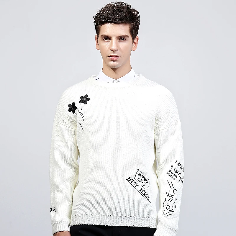 2018 New Autumn Winter Fashion Brand Casual Manle Sweater Loose Fit Men Pullover O-Neck Black White Mens Knitted Sweaters
2018 New Autumn Winter Fashion Brand Casual Manle Sweater Loose Fit Men Pullover O-Neck Black White Mens Knitted Sweaters