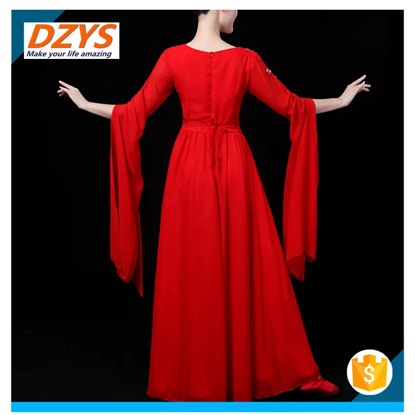 2018 new adult female big sleeves skirt dance dress 
2018 new adult female big sleeves skirt dance dress