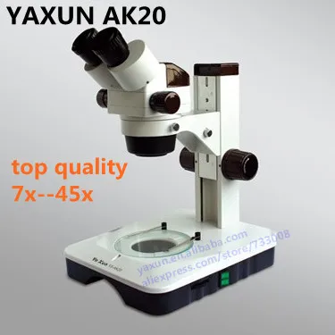 7x--45x adjustable Stereo binocular Microscope for cell phone Mobile Repair with Top and Bottom LED light YAXUN AK20 hot selling
7x--45x adjustable Stereo binocular Microscope for cell phone Mobile Repair with Top and Bottom LED light YAXUN AK20 hot selling