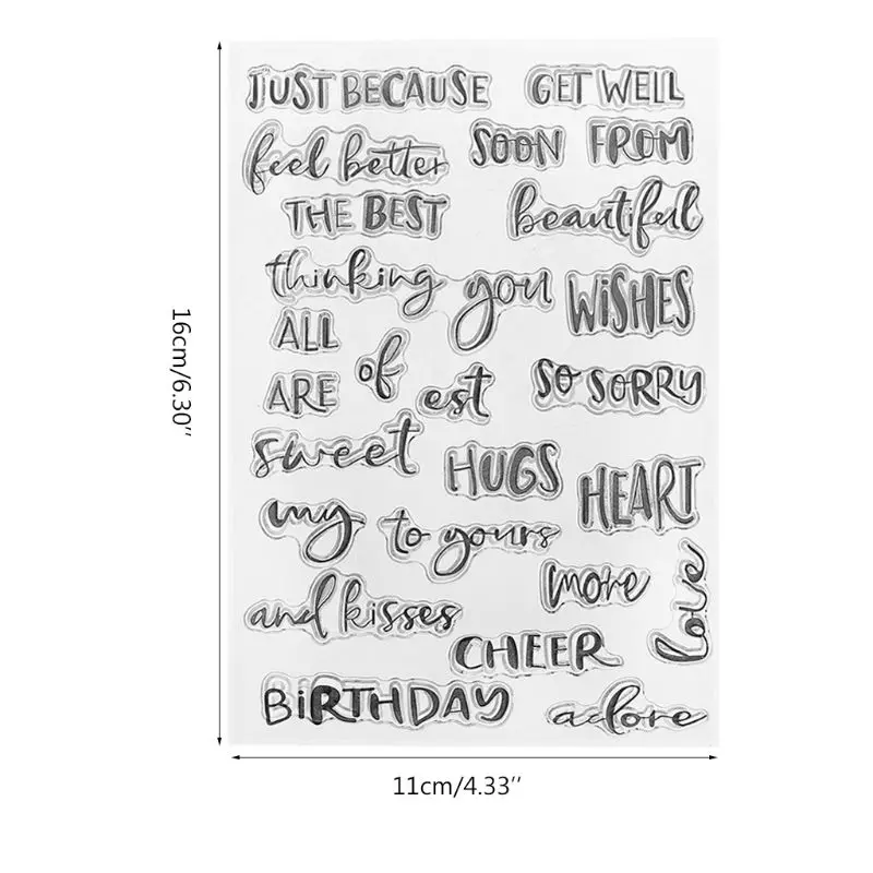 2019 Silicone Word Clear Stamp Transparent Seals DIY Scrapbooking Album Art Craft Decor 11cmx16cm
2019 Silicone Word Clear Stamp Transparent Seals DIY Scrapbooking Album Art Craft Decor 11cmx16cm