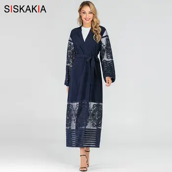 Siskakia Muslim Women Abaya Fashion Mesh See through Patchwork Embroidery Design Dubai Arabic Cardigan Robes Grey Navy 2019 New
Siskakia Muslim Women Abaya Fashion Mesh See through Patchwork Embroidery Design Dubai Arabic Cardigan Robes Grey Navy 2019 New