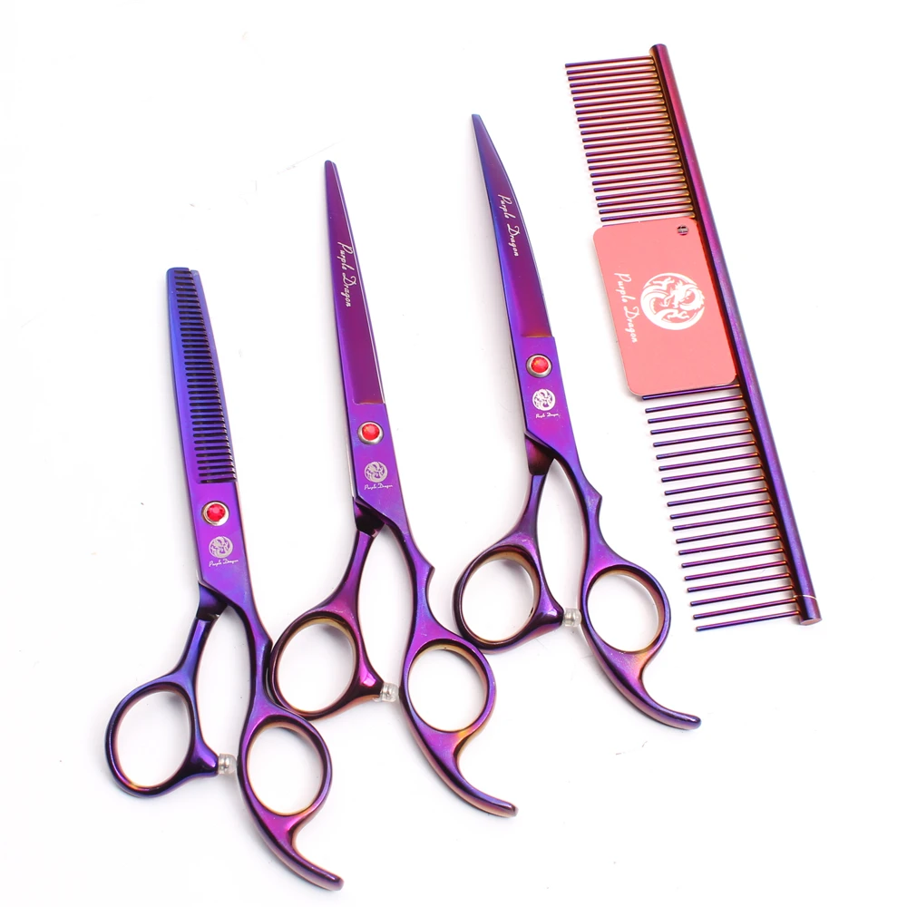 Z3003 4Pcs 7'' Violet Steel Comb + Cutting Shears + Thinning Scissors + Down Curving Shears Professional Pets Hair Scissors Suit
Z3003 4Pcs 7'' Violet Steel Comb + Cutting Shears + Thinning Scissors + Down Curving Shears Professional Pets Hair Scissors Suit