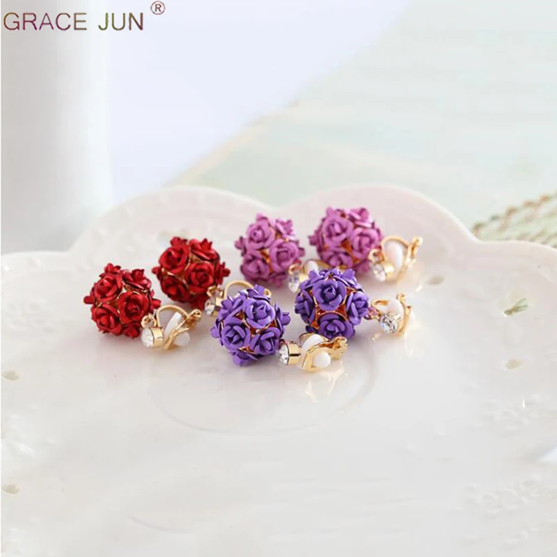 GRACE JUN Top Quality Rose Flower Ball Shape Clip on Earrings for Women Fashion Bridal Wedding Elegant Cuff Earrings Not Allergy
GRACE JUN Top Quality Rose Flower Ball Shape Clip on Earrings for Women Fashion Bridal Wedding Elegant Cuff Earrings Not Allergy