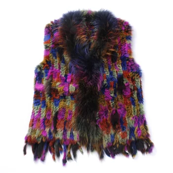 2019 Lady Fashion Genuine Knitting Rabbit Fur Vest Waistcoat Raccoon Fur Collar with Tassels Women Fur Gilet Outerwear
2019 Lady Fashion Genuine Knitting Rabbit Fur Vest Waistcoat Raccoon Fur Collar with Tassels Women Fur Gilet Outerwear