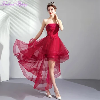 Women's A-line Strapless High Low Organza Homecoming Dresses Sleeveless Lace Appliques Tiered Prom Homecoming Dress for Juniors 
Women's A-line Strapless High Low Organza Homecoming Dresses Sleeveless Lace Appliques Tiered Prom Homecoming Dress for Juniors