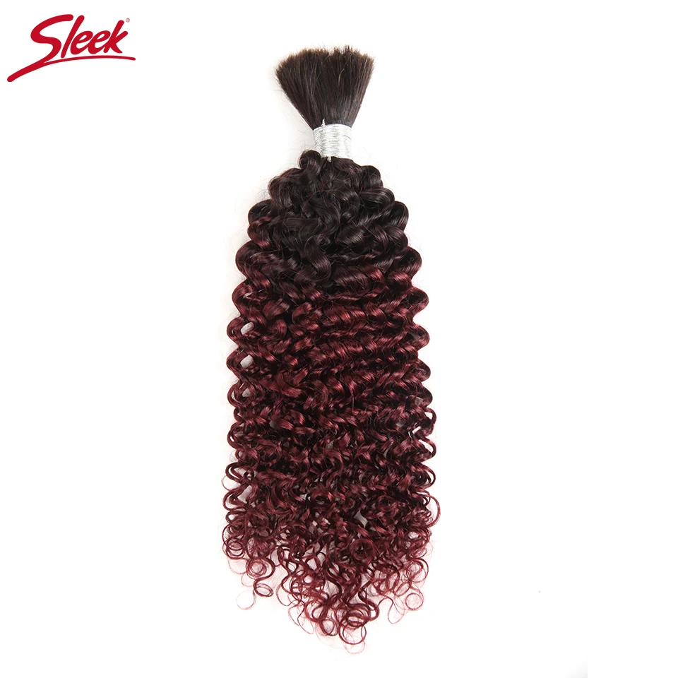 

Sleek Remy Human Hair Indian Kinky Curly Bulk Hair For Braiding No Weft 10 To 30 Inch Braids Hair Bundles Ombre T1B/99J
