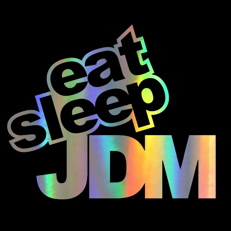 Car Sticker Vinyl 3D 1814.4CM EAT SLEEP JDM Funny Humor Reflective Sticker Decal Motorcycle on Car Styling BlackSilverLaser (4)