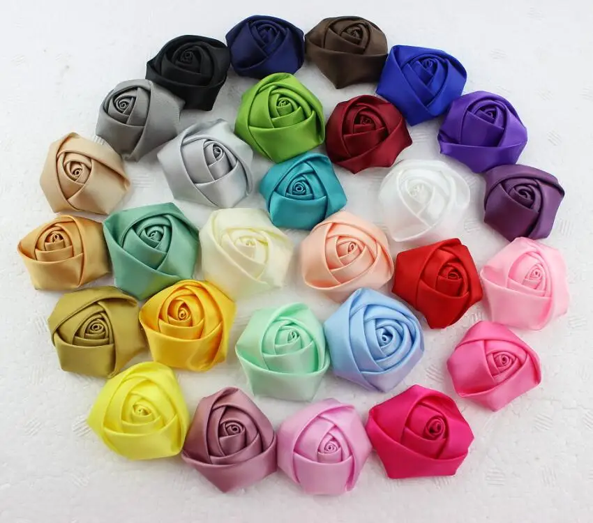 

50pcs U PICK Satin Rose Flowers BIG 50MM Satin Ribbon Rolled Rosette Handmade for Headband,Wrist Flower,Corsage,Wedding Bouquet
