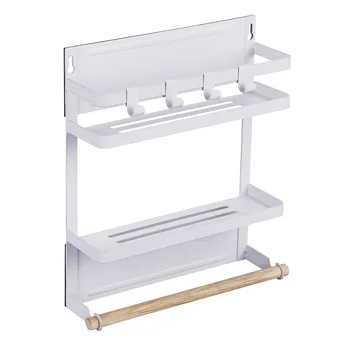 1 pc Kitchen Storage Rack Iron Magnetic Refrigerator Multifunction Shelf Organizer Holder with Hooks for Spice Jars
1 pc Kitchen Storage Rack Iron Magnetic Refrigerator Multifunction Shelf Organizer Holder with Hooks for Spice Jars