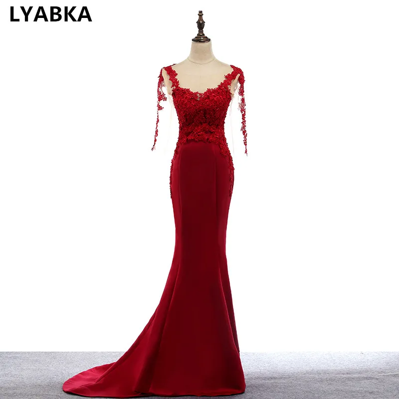 Evening Dress Long Sleeve Robe De Soiree Red Satin With Appliques Mermaid Evening Dresses Long 2019 Vestido De Festa Avondjurk
Evening Dress Long Sleeve Robe De Soiree Red Satin With Appliques Mermaid Evening Dresses Long 2019 Vestido De Festa Avondjurk