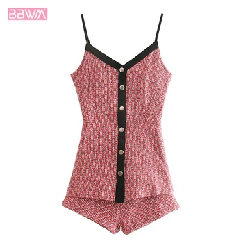 2019 new small fragrance sweet temperament V-neck slim knit strap sexy Women's jumpsuit breasted sleeveless female jumpsuit 
2019 new small fragrance sweet temperament V-neck slim knit strap sexy Women's jumpsuit breasted sleeveless female jumpsuit