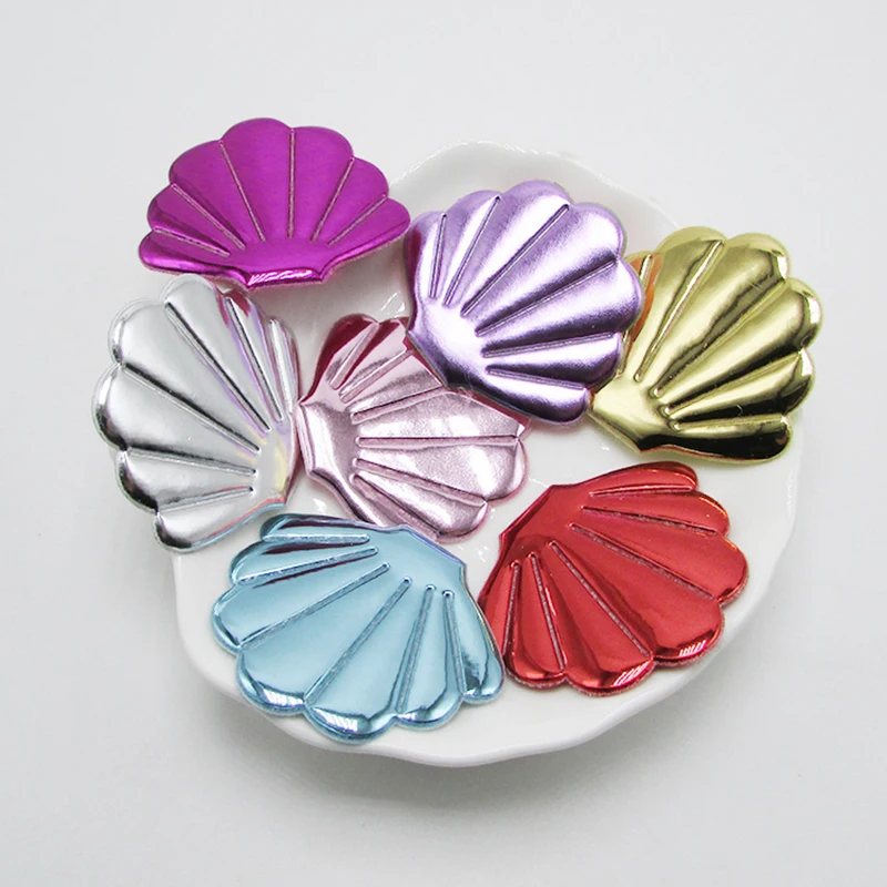 

60pcs/lot 4.5*3.8cm shiny pu shell Padded Patches Appliques For Clothes Sewing Supplies DIY Hair Bow Decoration