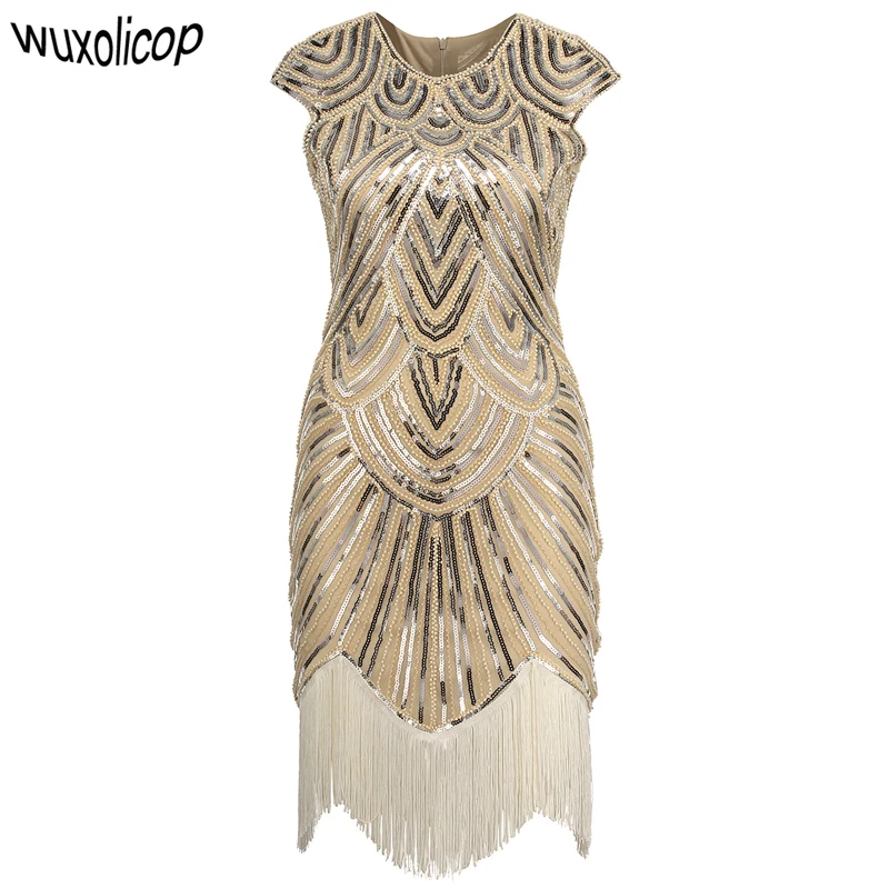 Платье в стиле ар деко Great Gatsby винтажное платье с круглым вырезом и