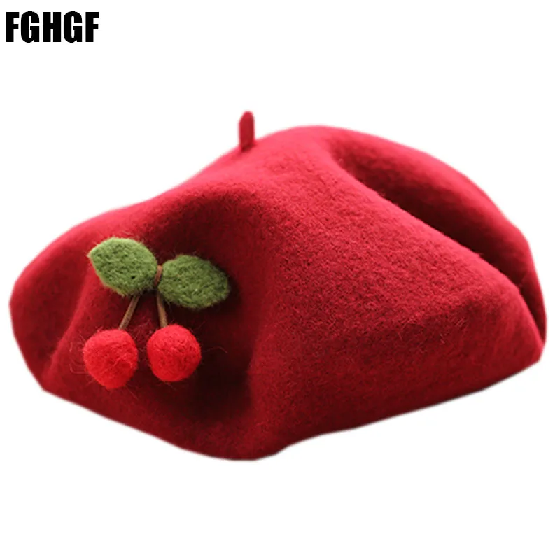 Solid Cute Cherry Beret Women Basque French Artist Wool Beret Stretch Slouch Cap Top Hat Autumn Winter Beanies Beret Hat
Solid Cute Cherry Beret Women Basque French Artist Wool Beret Stretch Slouch Cap Top Hat Autumn Winter Beanies Beret Hat