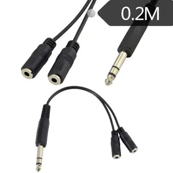 

Short Audio Extension Cable 6.35mm Male to 2 x 3.5mm Female Spiltter Stereo Cord