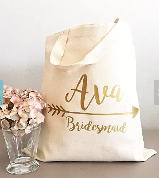 set of 6 personalized name bridesmaid tote bags wedding gift bags