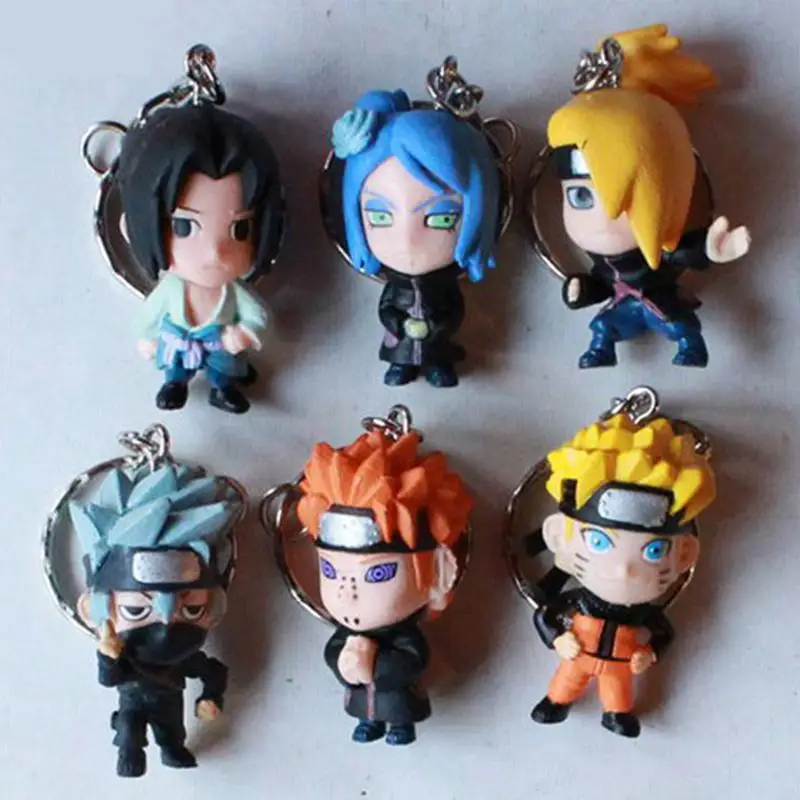 Wholesale/Retail Anime Naruto Uzumaki Naruto Sasuke Kakashi PVC 6 pcs Mini Toy Gift Keychains Figure
