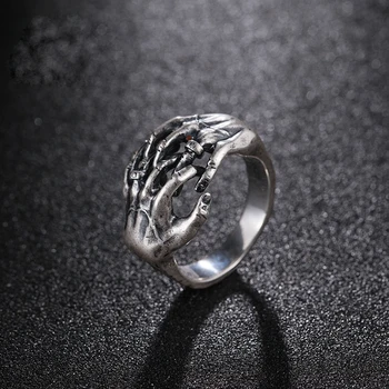 Party Jewelry Men Ring S925 Sliver Vintage Punk Skeleton Rings Cool Finger Claw Ring Finger Bone for Women Men Gift Rings Qualit 
Party Jewelry Men Ring S925 Sliver Vintage Punk Skeleton Rings Cool Finger Claw Ring Finger Bone for Women Men Gift Rings Qualit