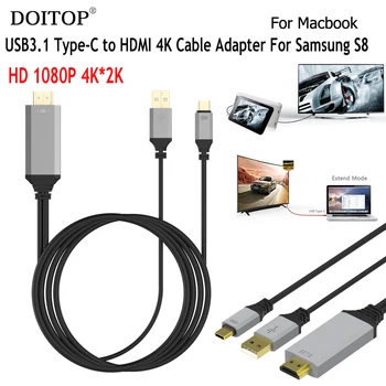 DOITOP Full HD 1080P USB 3.1 Type C to HDMI 4k Charging HDTV Video Cable Adapter Type-c to HDMI Converter For macbook Samsung S8