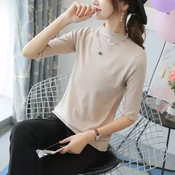 Fashion 2019 Spring And Summer New Style Solid Color O-Neck Half Sleeve Rolled Edge Women Sweater
Fashion 2019 Spring And Summer New Style Solid Color O-Neck Half Sleeve Rolled Edge Women Sweater