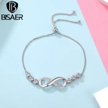 BISAER Romantic Silver Color Endless Love Infinity Bracelet Lace up Tennis Bracelets for Women Fine Bracelet Jewelry Gift GSB037
BISAER Romantic Silver Color Endless Love Infinity Bracelet Lace up Tennis Bracelets for Women Fine Bracelet Jewelry Gift GSB037