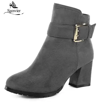 Sgesvier Winter Warm Women Ankle Boots Buckle High Heel Boots Round Toe Martin Boots Zipper Shoes Black Gray Large Size 43 OX707
Sgesvier Winter Warm Women Ankle Boots Buckle High Heel Boots Round Toe Martin Boots Zipper Shoes Black Gray Large Size 43 OX707