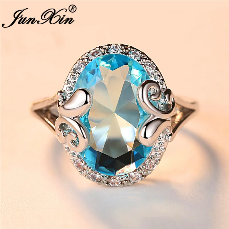 JUNXIN Vintage Oval Egg Crystal Big Stone Rings For Women Silver Color Aqua Blue Zircon Wedding Bands Engagement Ring Jewelry
JUNXIN Vintage Oval Egg Crystal Big Stone Rings For Women Silver Color Aqua Blue Zircon Wedding Bands Engagement Ring Jewelry