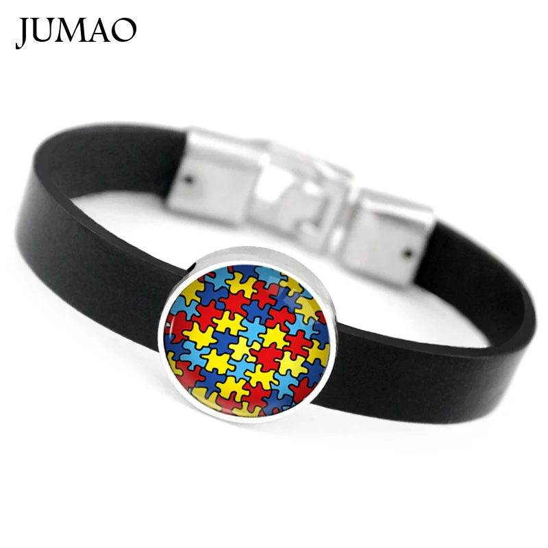Autism Awareness Jigsaw Puzzle Pieces Leather Bracelets Bangles Cuff Glass Cabochon Bracelet Jewelry
Autism Awareness Jigsaw Puzzle Pieces Leather Bracelets Bangles Cuff Glass Cabochon Bracelet Jewelry