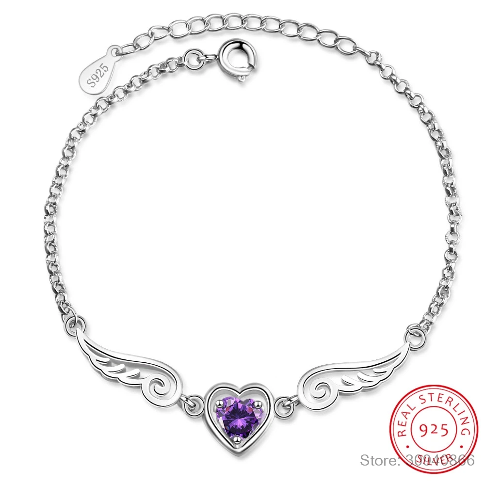100% 925 Sterling Silver Double Angel Wings Heart Charm Bracelets For Women Fashion Crystal jewelry Pulseira Feminina
100% 925 Sterling Silver Double Angel Wings Heart Charm Bracelets For Women Fashion Crystal jewelry Pulseira Feminina